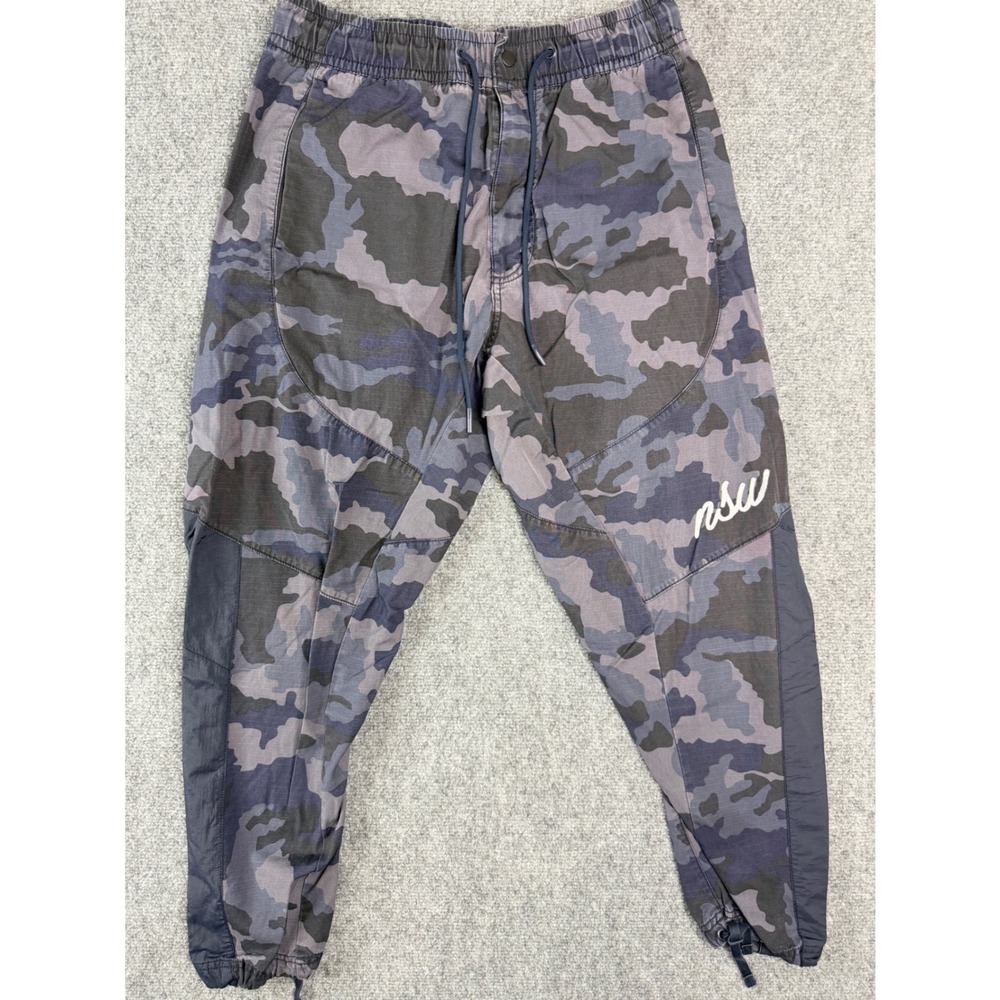 Nike NSW Camo Jogger Pants Mens Medium Blue Grey Ripstop Tactical Cargo Vintage